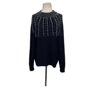 Allison Smith black pearls embellished sweater size Large